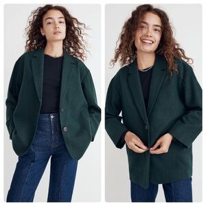 Madewell | Academia Preppy Business Casual Oversized Wool Blend Blazer 2X Green